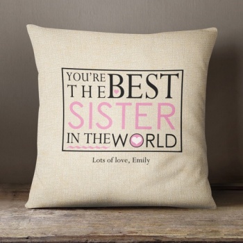 Personalised Cream Chenille Cushion - Best Sister